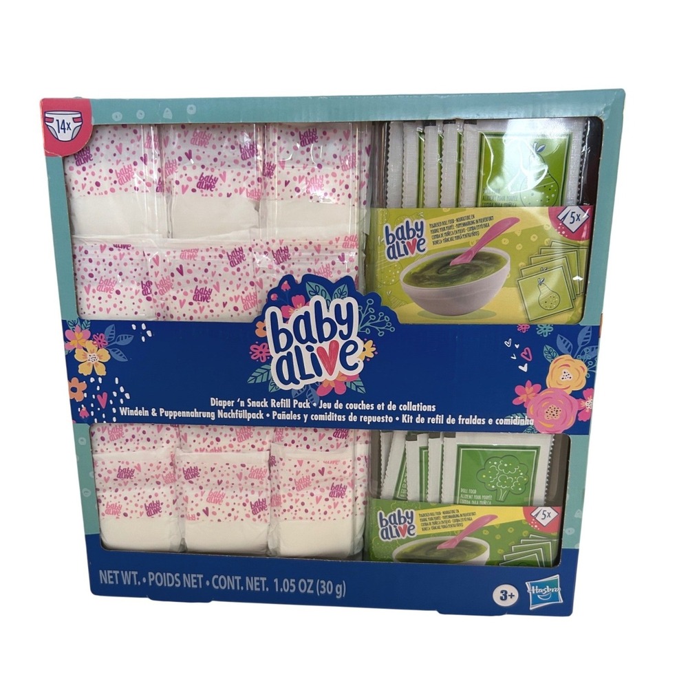 Baby Alive Multi Diaper and Snack Refill Pack Accessory Set 24pc New in Box!